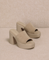 Suede Taupe Block Heels