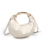 Vegan Leather Gold Handle Bag - Oatmilk