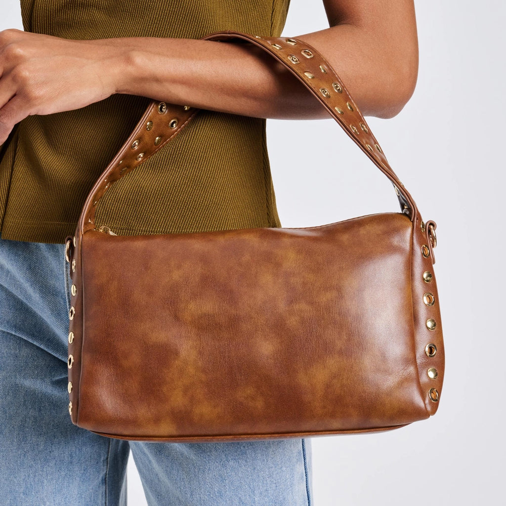 Brown Leather Grommet Purse