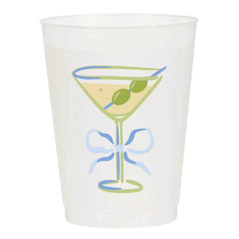 Blue Bow Martini Resuable Cups