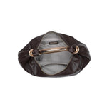 Vegan Leather Gold Handle Bag - Espresso