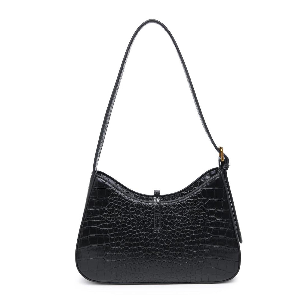 Crocodile Vegan Leather Bag - Black