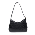 Crocodile Vegan Leather Bag - Black