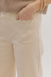 Scalloped Trim Pants - Cream