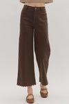 Scalloped Trim Pants - Brown