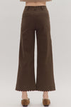 Scalloped Trim Pants - Brown