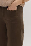 Scalloped Trim Pants - Brown